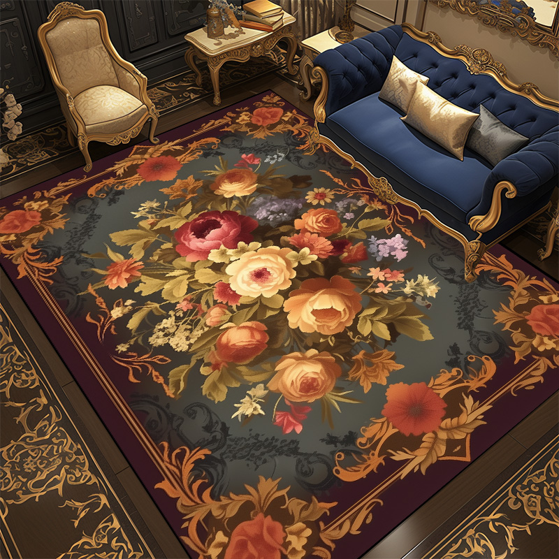 Maranta Prayer Plant - European Style Flower Pattern Carpet for