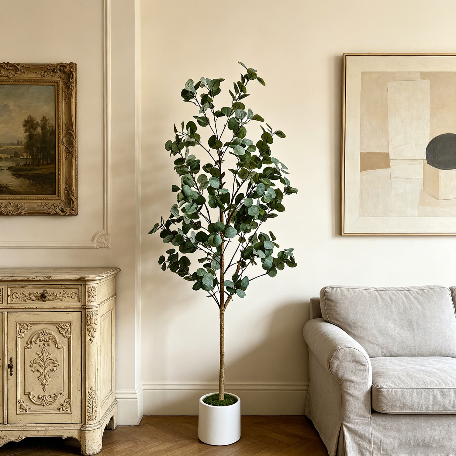 Ficus Lyrata Tree - 120-155Cm/5.1Ft Artificial Eucalyptus Tree Realistic Fake