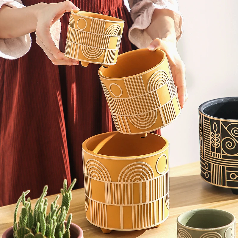 Simple Cylindrical Ceramic Flo - Aloe Vera Pot 评论和价格